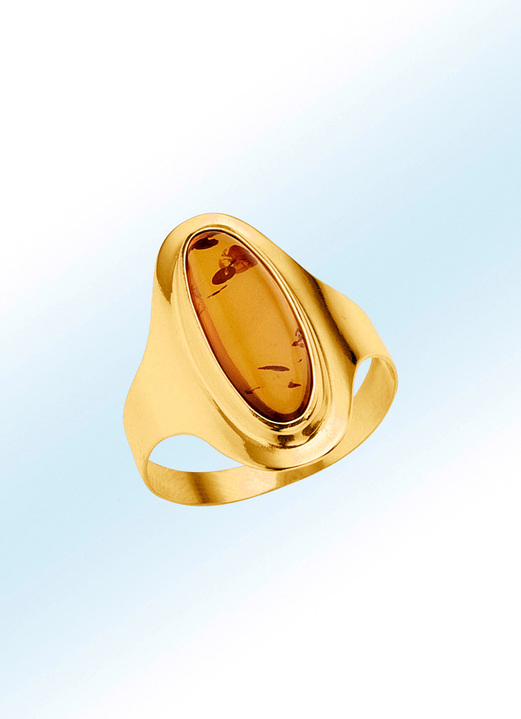 Ringe - Damenring mit echtem Naturbernstein, in Farbe
