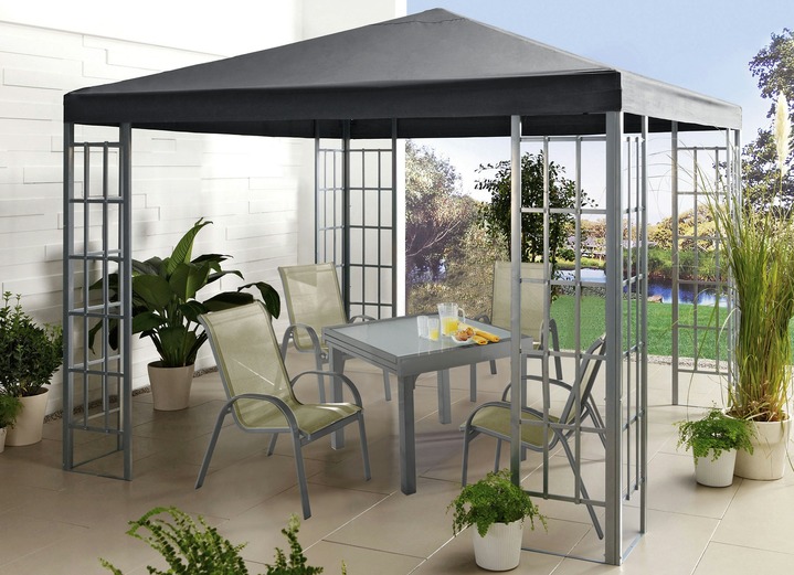 Garten - Pavillon mit Gestell aus pulverbeschichtetem Stahl, in Farbe ANTHRAZIT, in Ausführung Pavillon, 3x3 Meter Ansicht 1