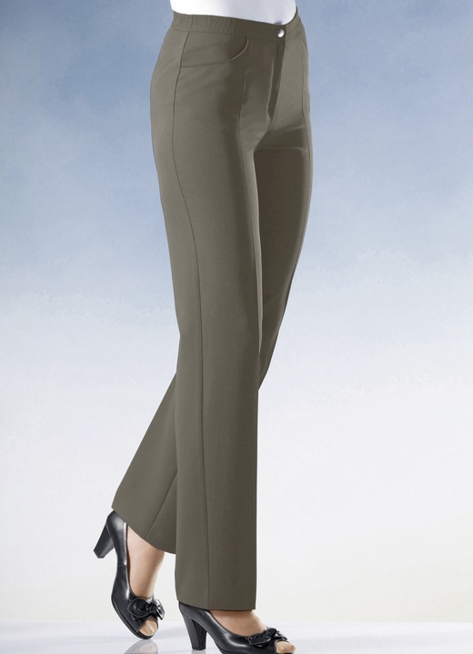 Hosen mit Knopf- und Reissverschluss - Hose mit komfortablem Dehnbund, in Größe 019 bis 058, in Farbe TAUPE Ansicht 1