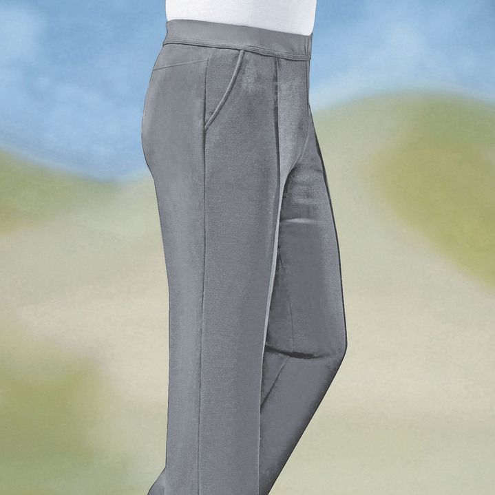 Hosen - «Klaus Modelle»-Schlupfhose mit breitem Dehnbund in 6 Farben Hosen - «Klaus Modelle»-Schlupfhose mit breitem Dehnbund in 6 Farben, in Größe 024 bis 062, in Farbe M''GRAU