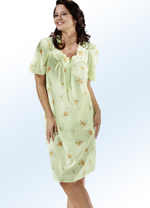 - Nachthemd, Kurzarm mit Knopfleiste, in Größe 038 bis 058, in Farbe LIND-APRICOT