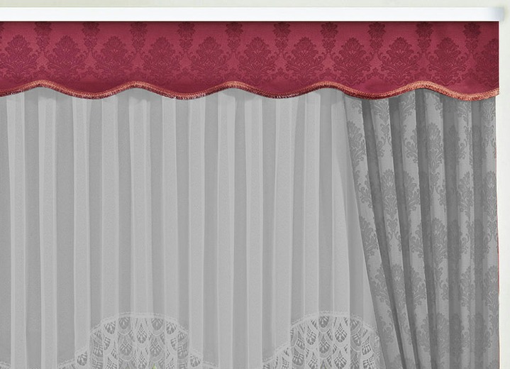 Klassisch - Schabracke in verschiedenen Farben, in Größe 665 (30x165 cm) bis 685 (30x500 cm), in Farbe WEINROT Ansicht 1