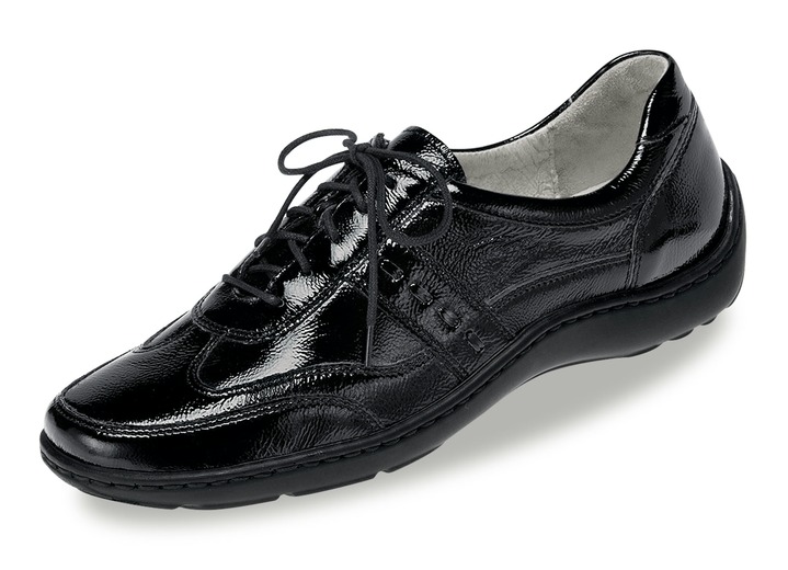 Slipper & Schnürschuhe - Waldläufer, bequeme Damen-Schnürschuhe, Weite H, mit herausnehmbarem Fussbett, in Größe 4 bis 8 1/2, in Farbe SCHWARZ Ansicht 1