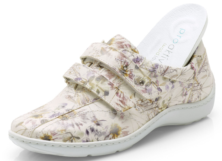 Slipper & Schnürschuhe - Waldläufer, bequeme Damen-Slipper, Weite H, mit herausnehmbarem Fussbett, in Größe 3 1/2 bis 8, in Farbe ECRU-BUNT Ansicht 1