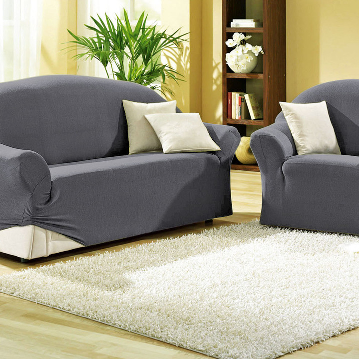 Sessel- & Sofaüberwürfe - Bi-elastische Stretchbezüge, in Farbe SILBER Ansicht 1