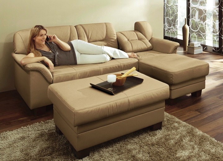 - Polstermöbel auf robusten, echten Holzfüßen, in Farbe CAPPUCCINO, in Ausführung Polsterecke ohne Relaxfunktion, 234x156 cm