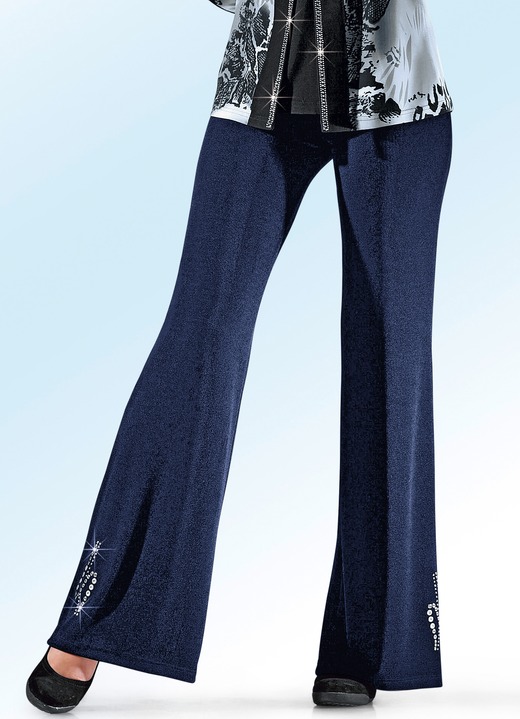 Hosen in Schlupfform - Hose mit Metallplättchen-und Strasszier Hosen in Schlupfform - Hose mit Metallplättchen-und Strasszier, in Größe 020 bis 060, in Farbe NACHTBLAU