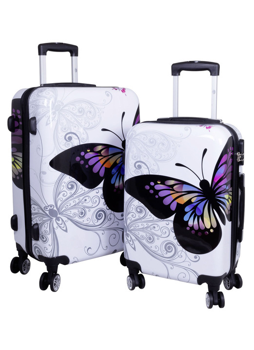 Reisekoffer - Koffer-Set, 2-teilig, mit integriertem Zahlenschloss, in Farbe WEISS-BUNT