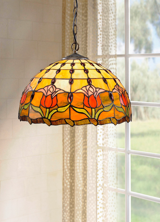 Klassische Möbel - Tiffany-Pendellampe, 1-flammig, in Farbe BUNT