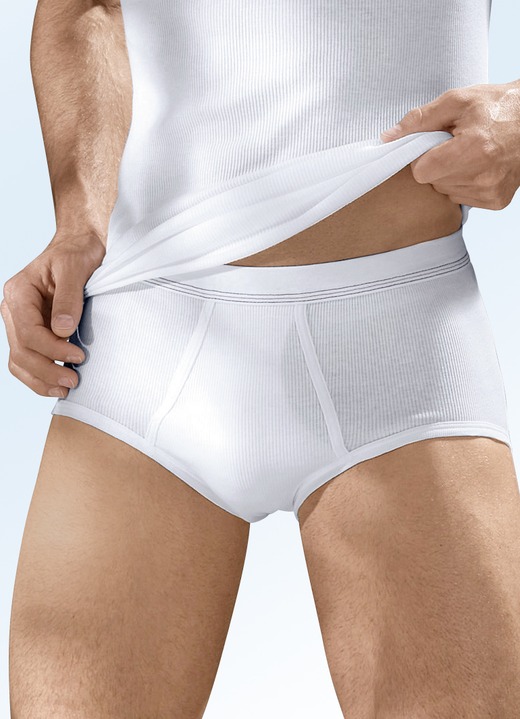 Slips & Unterhosen - Hermko Viererpack Slips aus Doppelripp, in Größe 005 bis 013, in Farbe WEISS Ansicht 1