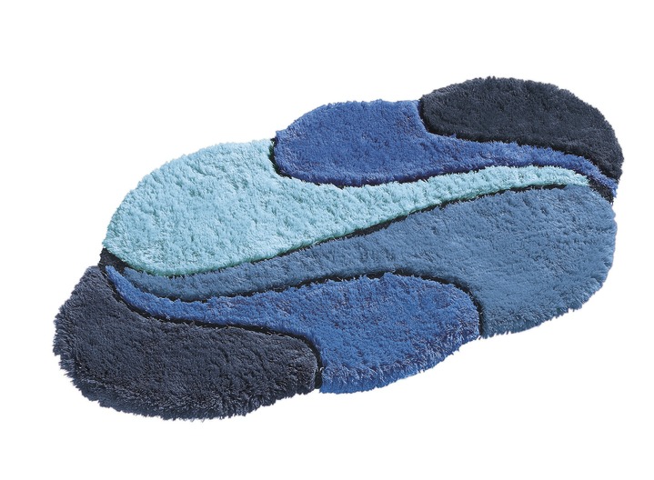 Badgarnituren - «Glenette» Badgarnitur in verschiedenen Farben, in Größe 100 (Vorleger halbrund, 50/80 cm) bis 112 (WC-Deckelbezug mit Kordel), in Farbe BLAU Ansicht 1