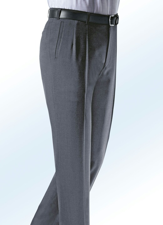 Hosen - «Klaus Modelle»-Hose mit weichem Griff in 4 Farben, in Größe 025 bis 110, in Farbe MITTELGRAU MELIERT Ansicht 1