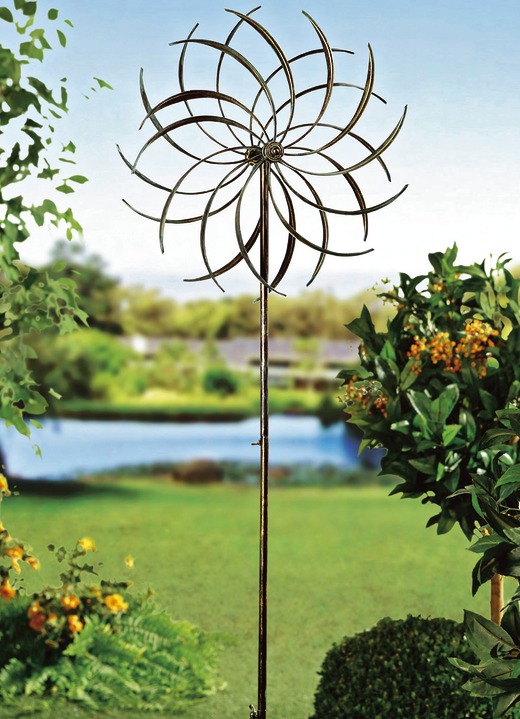 Gartendekoration - Windrad, Blume, in Farbe ANTIK-GRÜN Ansicht 1