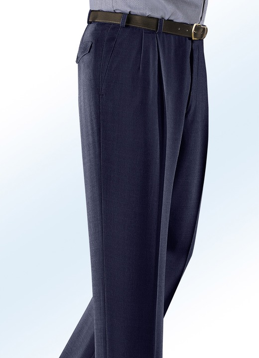 - «Klaus Modelle»-Hose mit Seitentaschen in 4 Farben, in Größe 025 bis 062, in Farbe MARINE