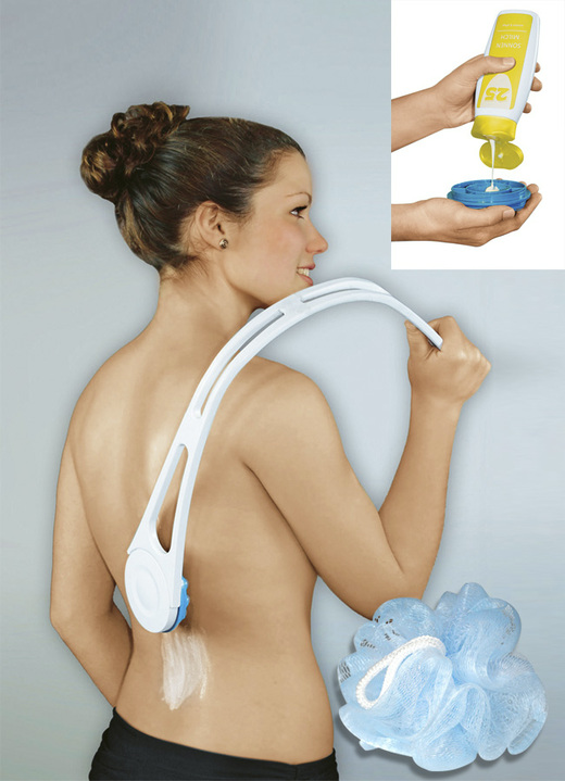 Badhilfen - Rückencremer Inkl. Duschschwamm, in Farbe WEISS-PETROL