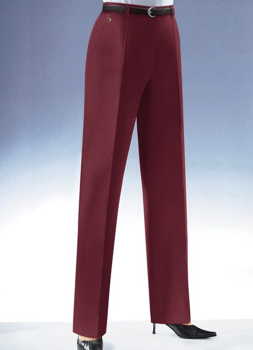 Hosen mit Knopf- und Reissverschluss - Hose in 7 Farben, in Größe 018 bis 245, in Farbe RUBINROT Ansicht 1