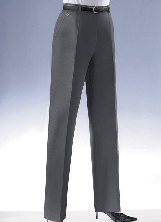 Hosen mit Knopf- und Reissverschluss - Hose in 7 Farben, in Größe 018 bis 245, in Farbe DUNKELGRAU Ansicht 1
