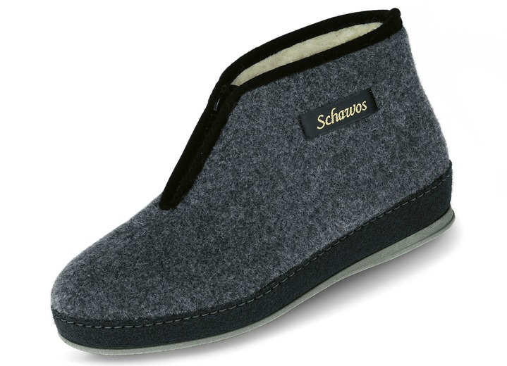 Hausschuhe - Atmungsaktive Stiefelette, in Größe 036 bis 043, in Farbe GRAU-SCHWARZ Ansicht 1