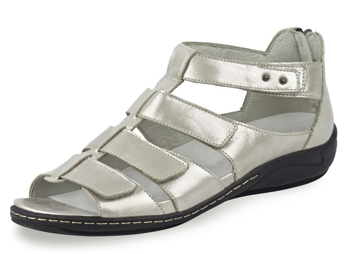 Sandaletten & Pantoletten - Waldläufer Riemchen-Sandalette in sommerlichem Stil, in Größe 6 1/2 bis 8 1/2, in Farbe MATTSILBER Ansicht 1
