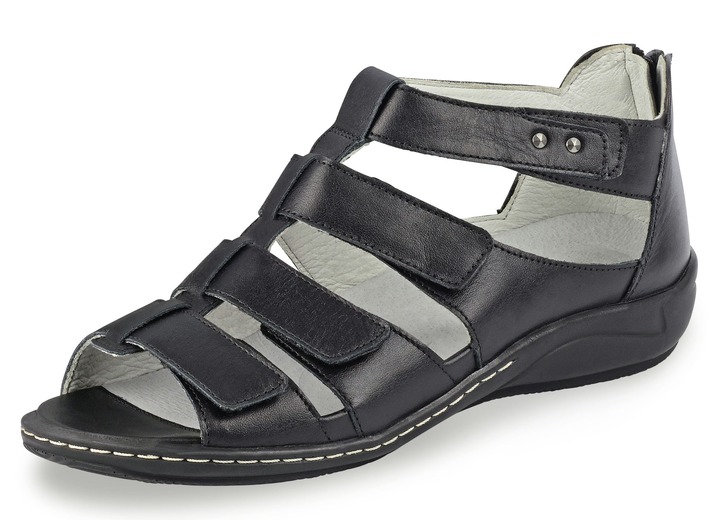 Sandaletten & Pantoletten - Waldläufer Riemchen-Sandalette in sommerlichem Stil, in Farbe SCHWARZ Ansicht 1