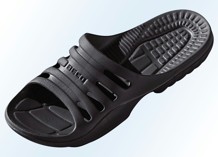 Accessoires - Badeschuhe mit Massage-Fussbett, in Größe 036 bis 046, in Farbe SCHWARZ Ansicht 1