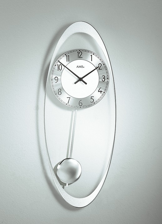Uhren - Wanduhr aus hochwertigem Mineralglas, in Farbe SILBER Ansicht 1