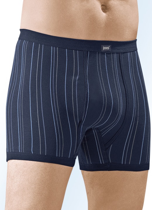 Slips & Unterhosen - Dreierpack Unterhosen mit paspeliertem Eingriff, gestreift, in Größe 009 bis 013, in Farbe 2X MARINE-BUNT, 1X TAUBENBLAU-BUNT
