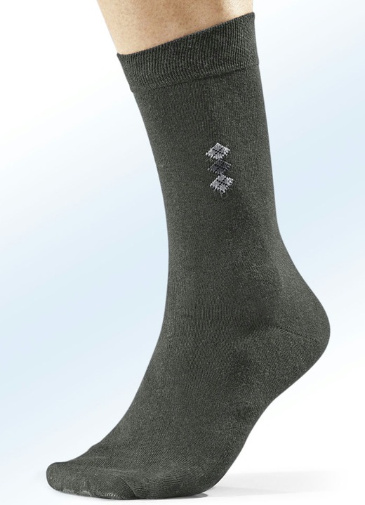 Strümpfe - Achterpack Socken mit handgekettelter Spitze, in Größe Gr. 1 (Schuhgröße 39-42) bis Gr. 3 (Schuhgröße 47-50), in Farbe 4x ANTHRAZIT MIT MOTIV, 4x UNI ANTHRAZIT Ansicht 1