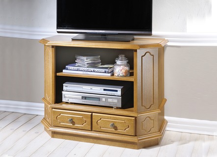 Teilmassive TV-Phono-Kommode mit Metallgriffen