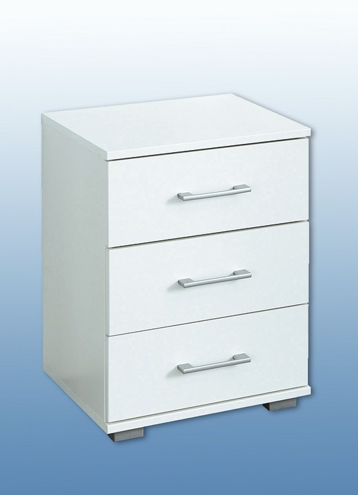 Kleinmöbel - Nachttisch in hochwertiger, stabiler Ausführung, in Farbe WEISS, in Ausführung Nachttisch mit 3 Schubladen Ansicht 1