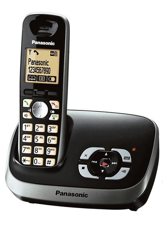 - Einfach zu bedienendes Panasonic Grosstasten-Telefon, in Farbe SCHWARZ, in Ausführung Großtasten-Telefon mit AB