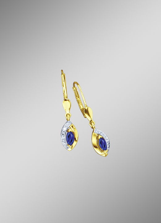- Ohrringe mit echt Safir und Brillanten, in Farbe  Ansicht 1