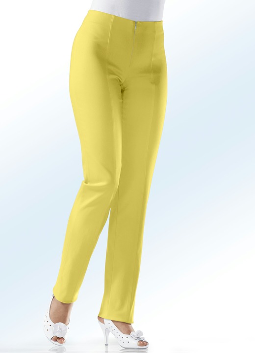 Hosen mit Knopf- und Reissverschluss - Soft-Stretch-Hose in 11 Farben, in Größe 018 bis 235, in Farbe GELB Ansicht 1