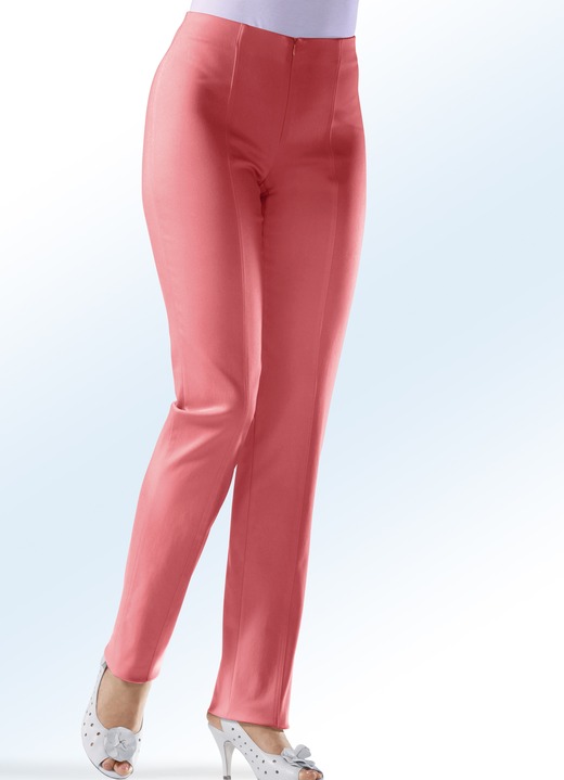 Hosen mit Knopf- und Reissverschluss - Soft-Stretch-Hose in 11 Farben, in Größe 018 bis 235, in Farbe KORALLE Ansicht 1