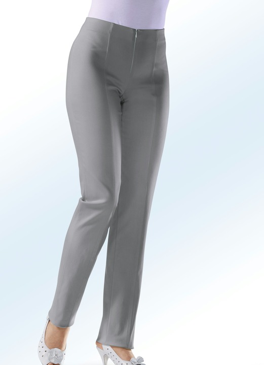 Hosen mit Knopf- und Reissverschluss - Soft-Stretch-Hose in 11 Farben, in Größe 018 bis 235, in Farbe MITTELGRAU Ansicht 1