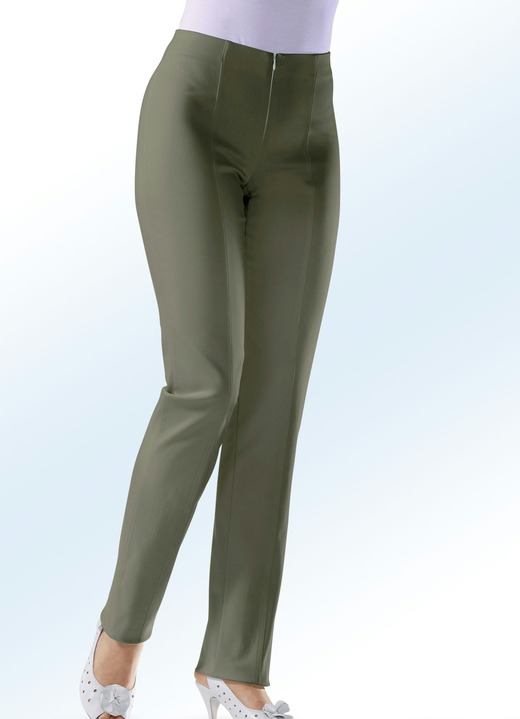 Hosen mit Knopf- und Reissverschluss - Soft-Stretch-Hose in 11 Farben, in Größe 018 bis 235, in Farbe OLIV Ansicht 1