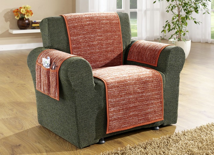Sessel- & Sofaüberwürfe - Wohnaccessoires in verschiedenen Farben, in Größe 102 (Sesselschoner, 50x175 cm) bis 905 (2 Kissenhüllen, 40x 40 cm), in Farbe TERRA Ansicht 1