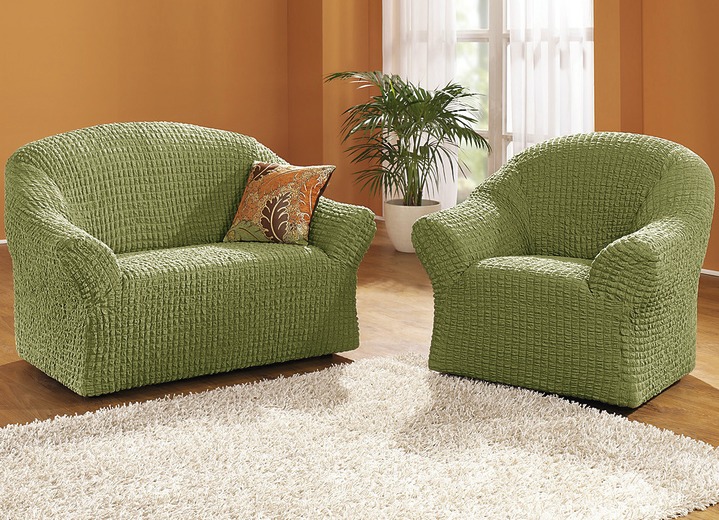 Sessel- & Sofaüberwürfe - Bi-elastische Stretchbezüge, in Größe 101 (Sesselbezug) bis 106 (Stuhlbezug), in Farbe GRÜN Ansicht 1
