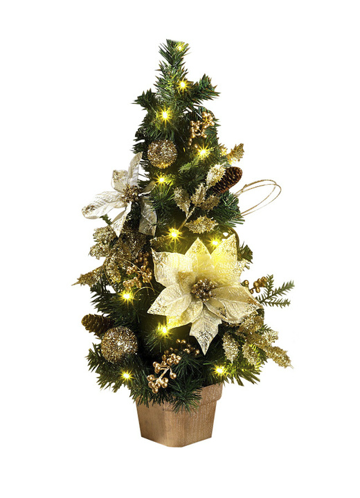 - Beleuchteter Tannenbaum aus Kunst- und Textilmaterial , in Farbe GOLD