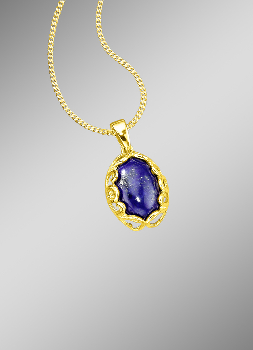 - Anhänger mit Panzerkette, echt Lapislazuli, in Farbe  Ansicht 1