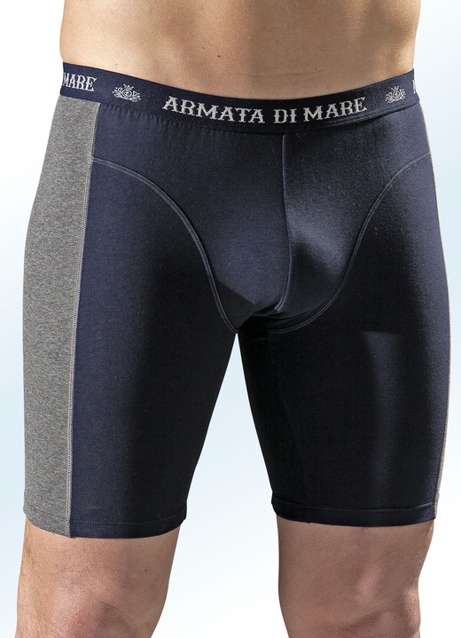 - Dreierpack Longpants aus Feinjersey, mit Einsätzen, uni, in Größe 004 bis 011, in Farbe 2X MARINE-GRAFIT MELIERT, 1X SCHWARZ-GRAFIT MELIERT