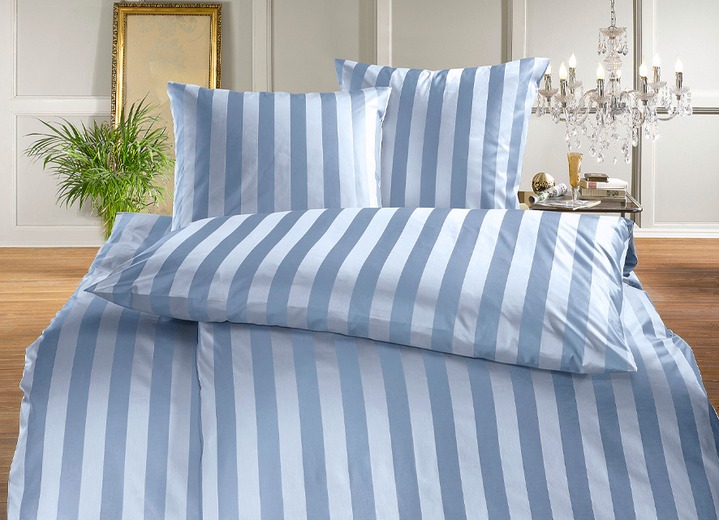 Bettwäschegarnituren - «BAUER» Bettwäsche in verschiedenen Farben, in Größe 120 (Kissenbezug, 80/ 80 cm) bis 217 (Deckenbezug 160/210 cm), in Farbe HELLBLAU Ansicht 1