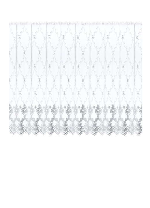 - Vorhang aus Florentiner-Tüll in verschiedenen Farben, in Größe 159 (H145xB250 cm) bis 291 (H245xB450 cm), in Farbe WEISS-WEISS Ansicht 1