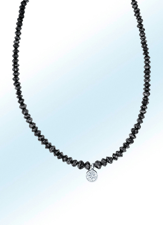 Halsketten - Diamant-Halskette mit einem Brillant, in Farbe
