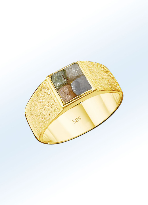 Ringe - Edler Partnerring mit 4 Roh-Diamanten, in Größe 160 bis 240, in Farbe  Ansicht 1