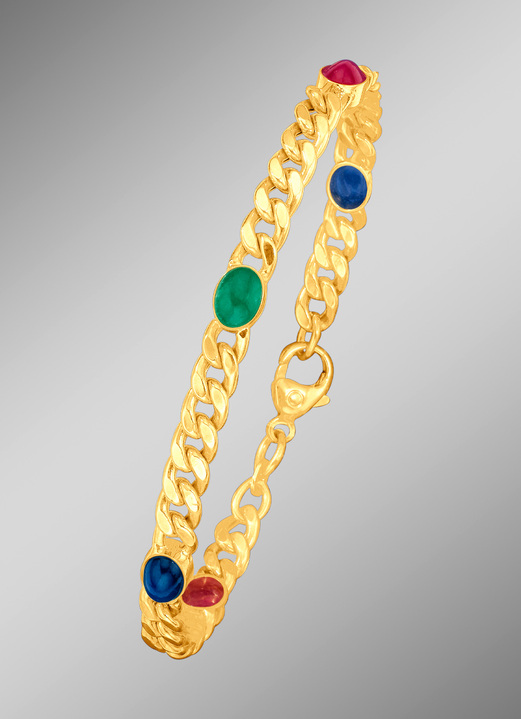 Schmuck & Uhren - Armband mit echt Smaragd, echt Safir und echt Rubin, in Farbe