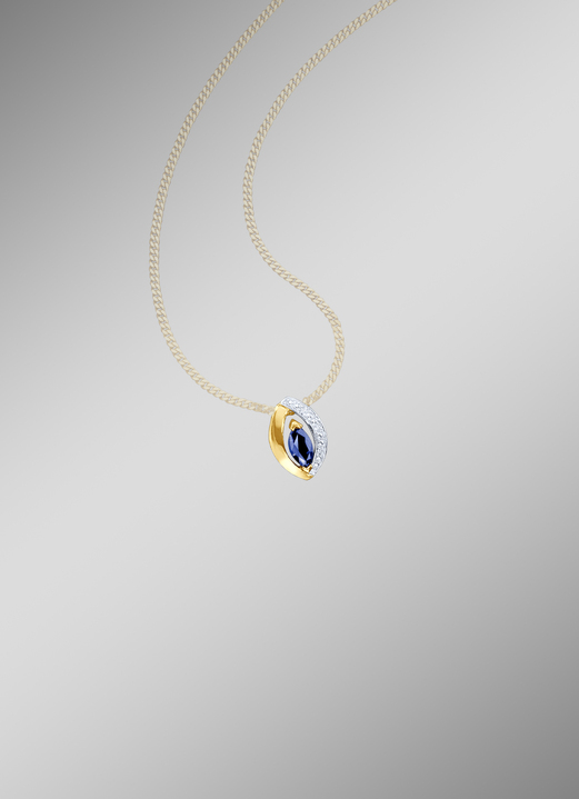 - Anhänger mit Brillanten und echt Safir, in Farbe  Ansicht 1