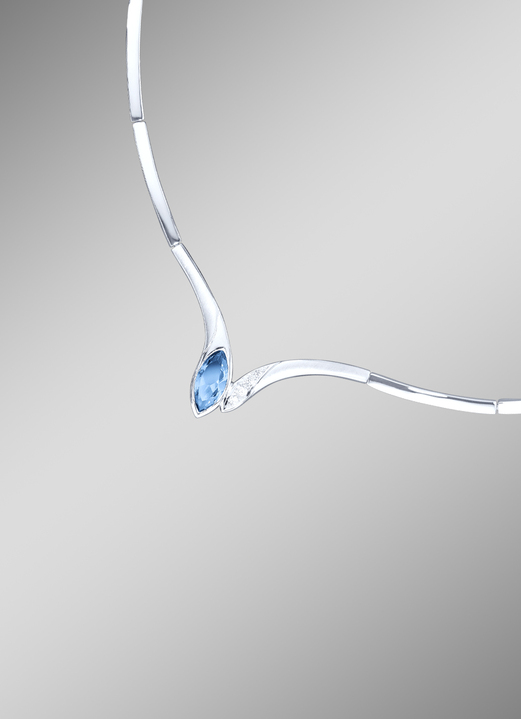 Halsketten - Halskette mit synth. Zirkonia in Weiss und Aquamarinblau, in Farbe  Ansicht 1