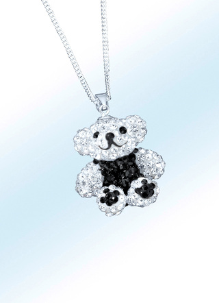 Anhänger Pandabärchen mit Kristallen und Panzerkette