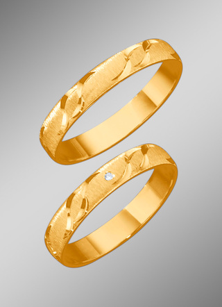 Trauring mit Wellen-Design mit oder ohne Brillant